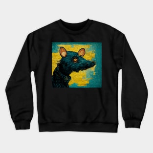 funny rat portrait van gogh style Crewneck Sweatshirt